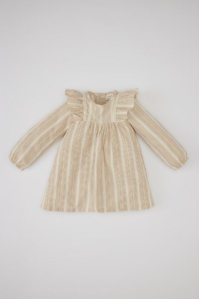 DeFacto Gestreiftes Langarmkleid in Leinenoptik für Babys (Mädchen) C0769a524sp