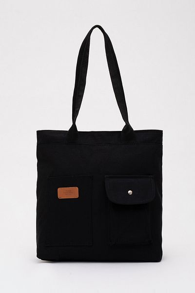 SHAKA Black Shk131 Canvas Fabric Zippered 3 Compartment Hand and Arm Bag L:34 E:38 W:12 cm