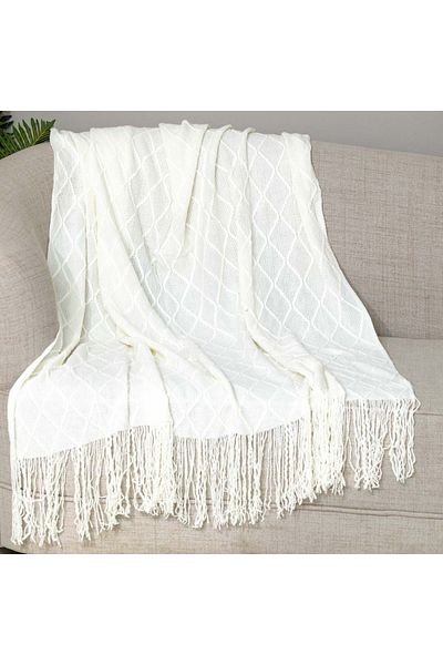Alhabib bedding Dan Shawl Light Cream Blanket 130 x 170 cm