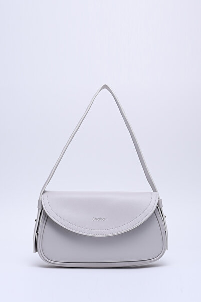 SHAKA Gray Shk150 Faux Leather Lined Snap Fastener Adjustable Strap Hand, Arm and Shoulder Bag