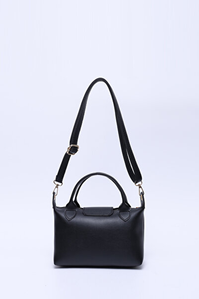 SHAKA Μαύρη Shk135 Faux Leather Μονόχωρο Διπλό λουράκι Χέρι, Μπράτσο και Σταυρός Τσάντα ώμου L:13 E:22 W:10 cm