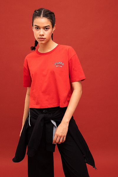 DeFacto DeFactoFit Crop Crew Neck nyomtatott sport póló rövid ujjú B8981AX24SM