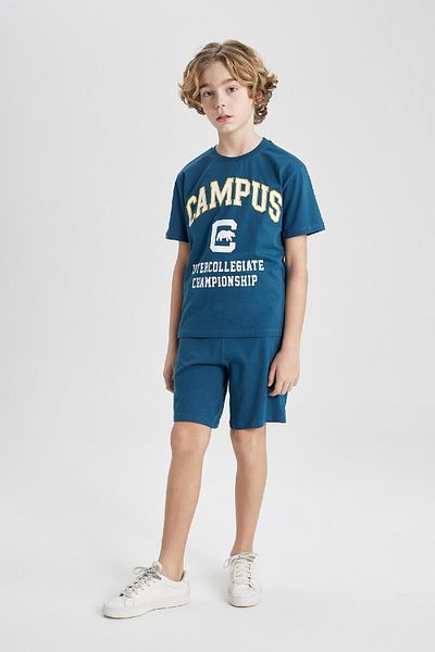 DeFacto Boys' Set of 2 Printed Short Sleeve T-Shirt Shorts B9989A824Sm