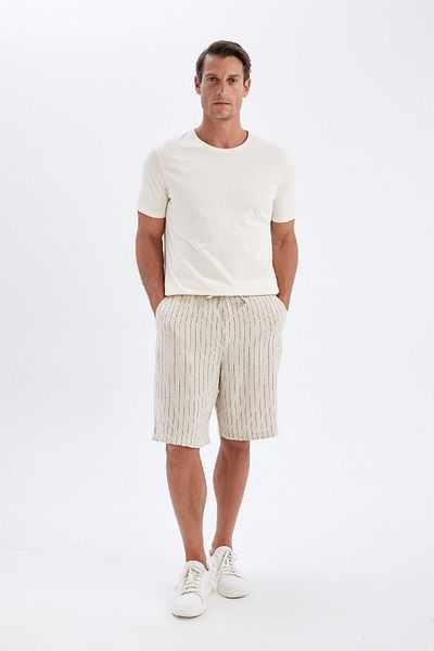 DeFacto Relax Fit Linen Mixed Summer Bermuda Σορτς C1240ax24sm