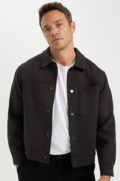 DeFacto Μπουφάν Polo Collar Comfortable Cut - με τσέπες και επένδυση C0620ax24sp