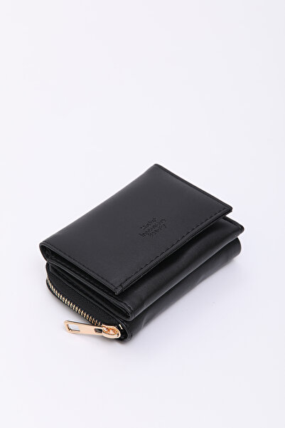SHAKA Black Shk177 Faux Leather Wallet with Coin and Paper Coin Compartment, Zip-Up, 4 Card Compartments