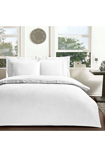 Taç Luxury 6-piece satin jacquard bed linen, Taç, Sambre White