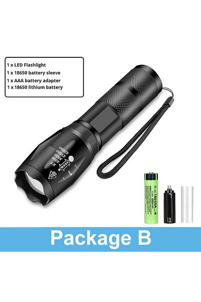 Heinast black Package B Powerful Led flashlight Ultra Bright Torch Camping Light 5 Switch Mode Waterproof Zo