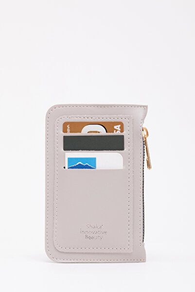 SHAKA محفظة جلد صناعي رمادي Shk101 مع 6 حامل بطاقات ومقصورة للعملات بسحاب