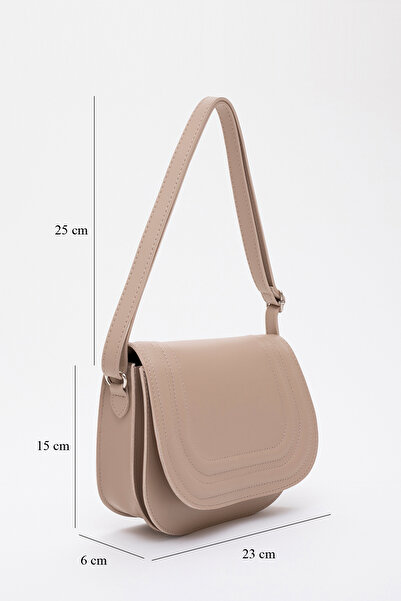 SHAKA Mink Shk93 Faux Leather 2 Compartments Adjustable Strap Arm And Shoulder Bag L:15 E:23 W:6 Cm