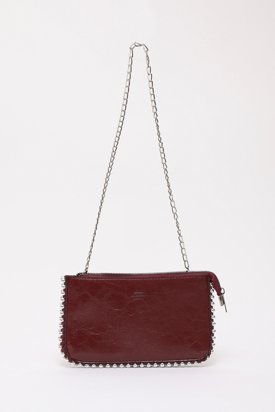 SHAKA Claret Red Shk182 Faux Leather 3-Compartment Bead Detailed Zippered Cha...