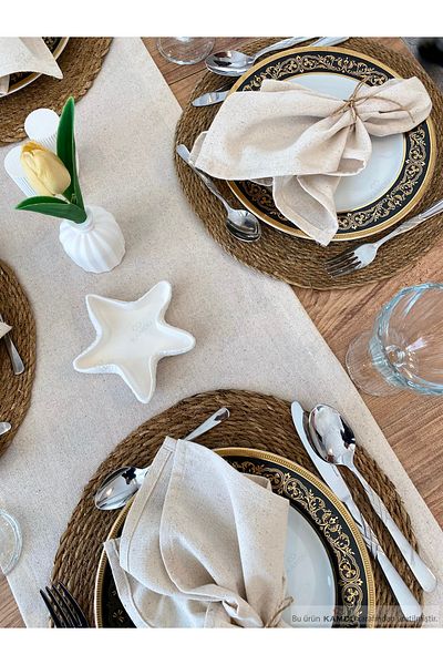embays collection (4 ΤΕΜ) 30x30cm 100% βαμβακερή ωμή λινό χαρτοπετσέτα σερβιρίσματος, χαρτοπετσέτα παρουσίασης, χαρτοπετσέτα πιάτων
