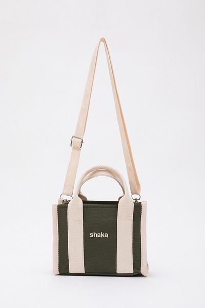 SHAKA Khaki Green Mini Hand, Arm and Shoulder Bag - Adjustable Strap, Zipper and Lined, Shk137 Canvas Fabric