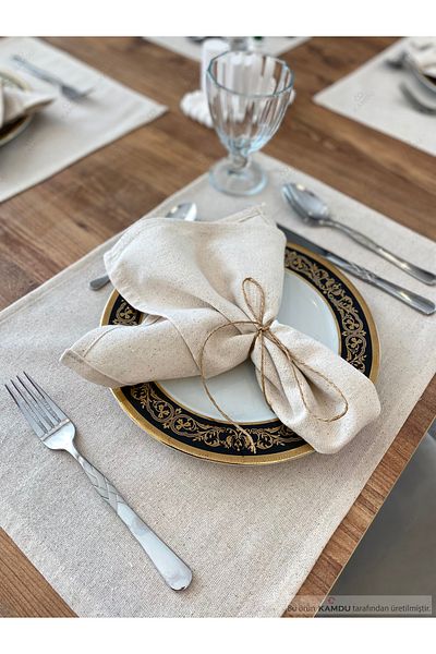 embays collection (4 ΤΕΜ) 30x30cm 100% βαμβακερή ωμή λινό χαρτοπετσέτα σερβιρίσματος, χαρτοπετσέτα παρουσίασης, χαρτοπετσέτα πιάτων