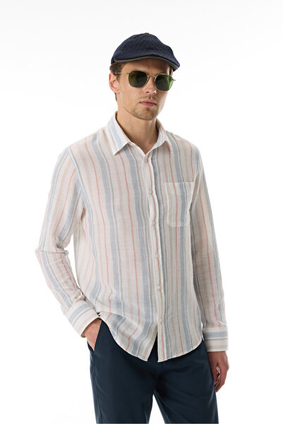 Mudo Striped Regular Fit Pocket Long Sleeve Shirt