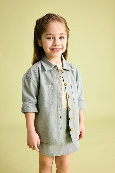DeFacto Baby Girl Pocketed Gabardine Long Sleeve Shirt B9654A524SP