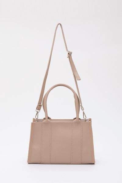 SHAKA Mink Shk83 - Faux Leather Single Compartment Zippered Double Strap L:17 E:27 W:10 Hand, Arm and Shoulder Bag