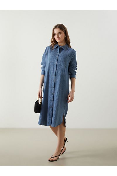 LC Waikiki Strukturiertes Hemdkleid für Damen