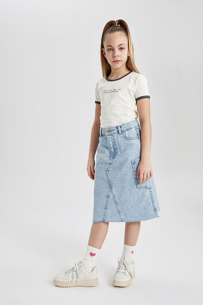 DeFacto Dívčí tričko Crew Neck Crop s krátkým rukávem C1204a824sm