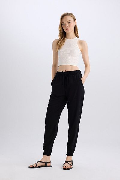 DeFacto Viscose Jogger - Normal Waist, Ankle Length, Basic Pants with Pockets 24Y 801000868