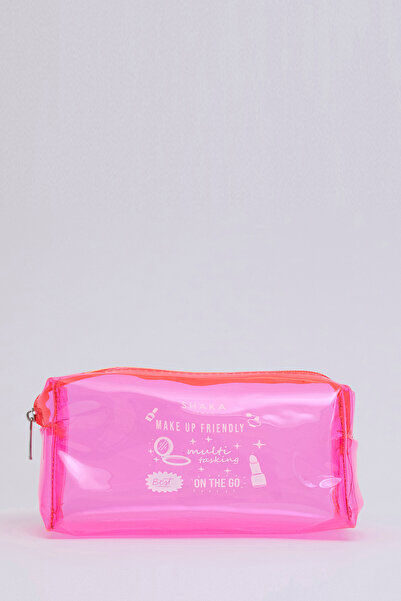 SHAKA Pink Shk104 Rectangular Transparent PVC Multi-Purpose Travel & Makeup B...