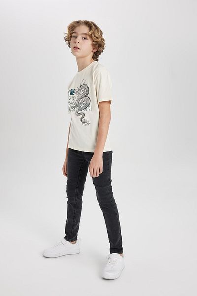DeFacto Boy's Crew Neck Printed Short Sleeve T-Shirt C0954a824sm