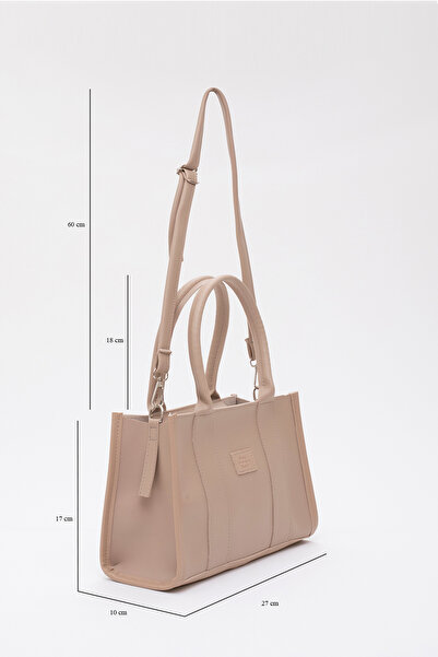 SHAKA Mink Shk83 - Faux Leather Single Compartment Zippered Double Strap L:17 E:27 W:10 Hand, Arm and Shoulder Bag