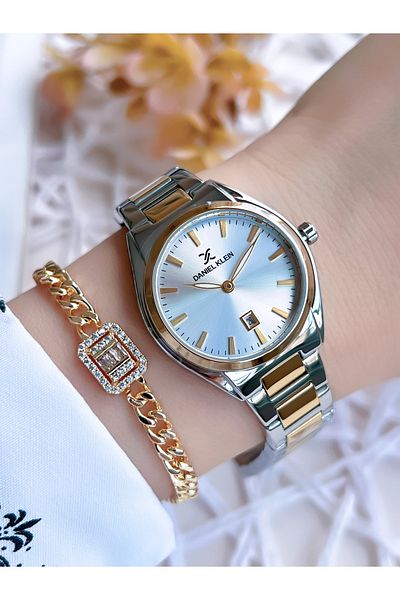 Daniel Klein Retro Tiny Case DanielKlein Steel Cord 30 Mt Water Resistant Women's Wristwatch + Bracelet BDK.1.13623