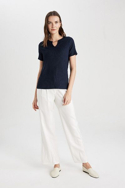 DeFacto Tričko Crew Neck Wrap Regular Fit - C1872ax24sp