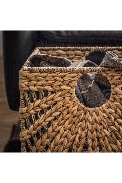 IKEA LUSTIGKURRE Basket, natural water hyacinth/seagrass, 32 x 33 x 32 cm