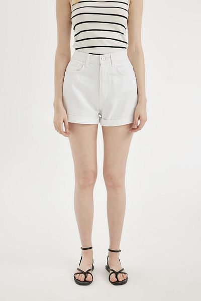 DeFacto Weiße Jeansshorts mit hoher Taille - Mom Fit C0679ax24sm