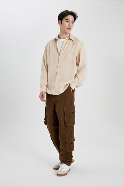 DeFacto Baggy Fit Cargo Pocket Wide Fit Κανονικό παντελόνι με φαρδύ πόδι B5906ax24sp
