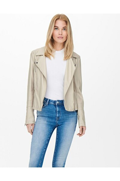 ONLY Onlgemma Faux Leather Bıker Otw Noos Krem Kadın Deri Ceket 15153079