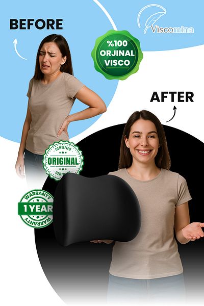 Viscomina Orthopedic Visco Lumbar Pillow Sore Back Cushion Black Color