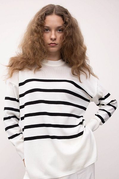DeFacto Relaxed Fit Striped Crew Neck Knitwear Tunic - S7517Az24Wn