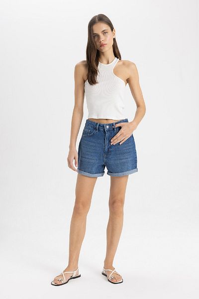 DeFacto Mom Fit High Waist Jean Shorts C2380AX24SM