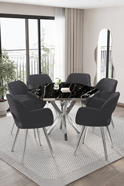 BY ORHAN GÜZEL MUTFAK MASASI TAKIMI YEMEK MASASI TAKIMI 6 KİŞİLİK YUVARLAK WE...