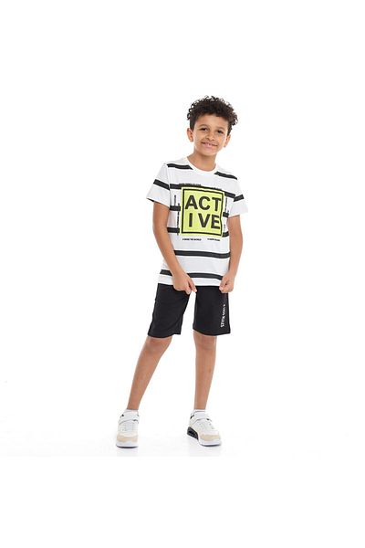 Victor and Jane Senior Boys' Stripes Set - Black & White