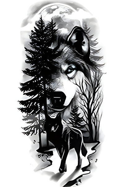 pivok Kurt Orman Ve Doğa Geçici Dövme Geçici Dövme Tattoo(STICKER)