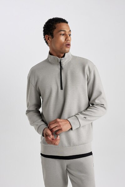 DeFacto Fit Standard Fit Stojánek Límec na zip Skuba Diver Fabric Sportser Basic Plain Mikina C0481ax23w