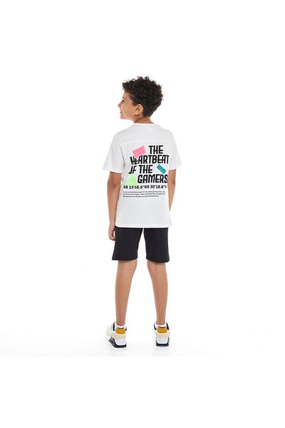 Victor and Jane Boys' 2PC Set – Game ready, Football, Championship, T-Set & shorts- Off White & Black