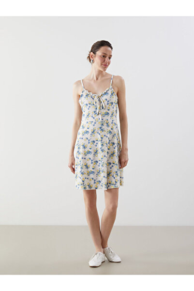 LC Waikiki Peak New Season Square Neck Bip Strap Mini Dress