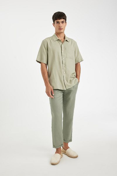 DeFacto Relax Fit Polo Neck Basic μονόχρωμο κοντομάνικο πουκάμισο C1110ax24sm