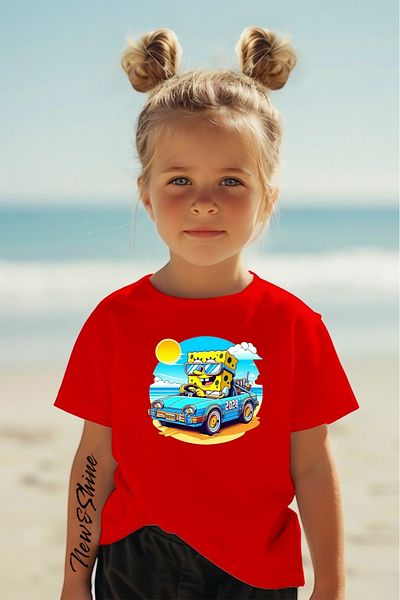 New Shine In the Cart, 1 T-Shirt Is a Gift for Purchases of 6 or More - Spongebob Printed Oversize Children's T-Shirt