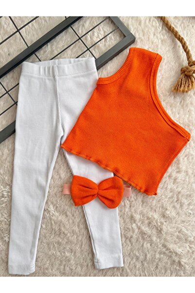 BAHNUR طقم لباس ضيق وباندانا باللون البرتقالي - ملابس سفلية وعلوية