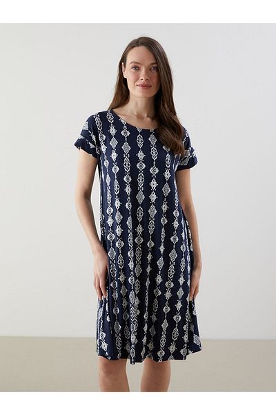 LC Waikiki Crew Neck Patterned Women's Dress