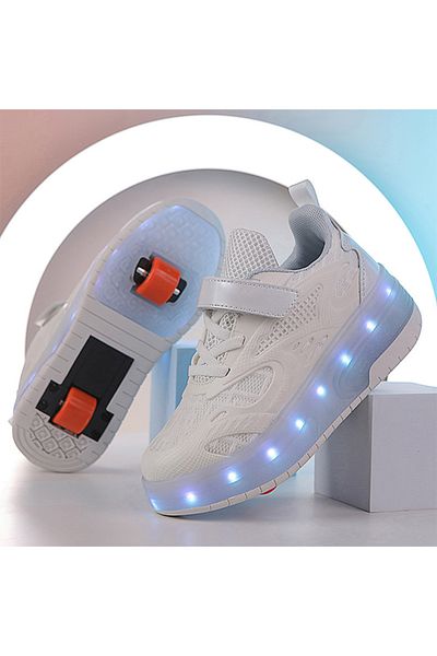 ETG Kids Roller Skates Light up Shoes with Double Wheel Shoes LED USB Charging Roller Sneakers