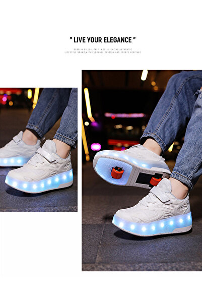 ETG Kids Roller Skates Light up Shoes with Double Wheel Shoes LED USB Charging Roller Sneakers
