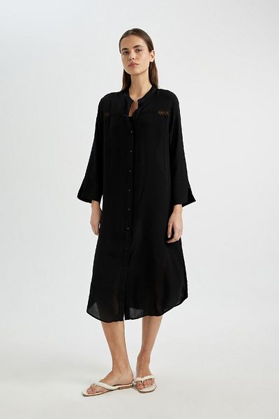 DeFacto Fall In Love Bedrucktes Strandkleid mit normaler Passform C2037ax24sm