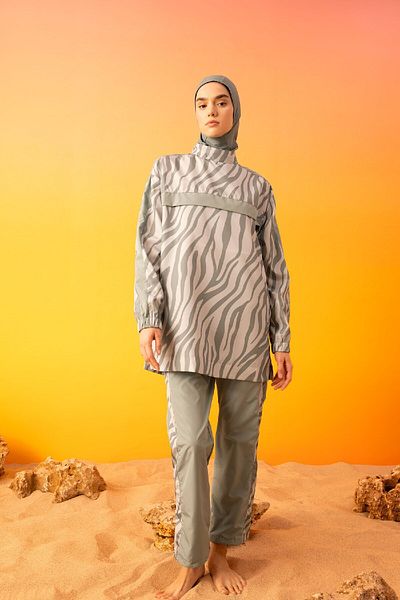 DeFacto Gemusterter 3-teiliger Burkini-Moslem-Badeanzug B5225ax24sm